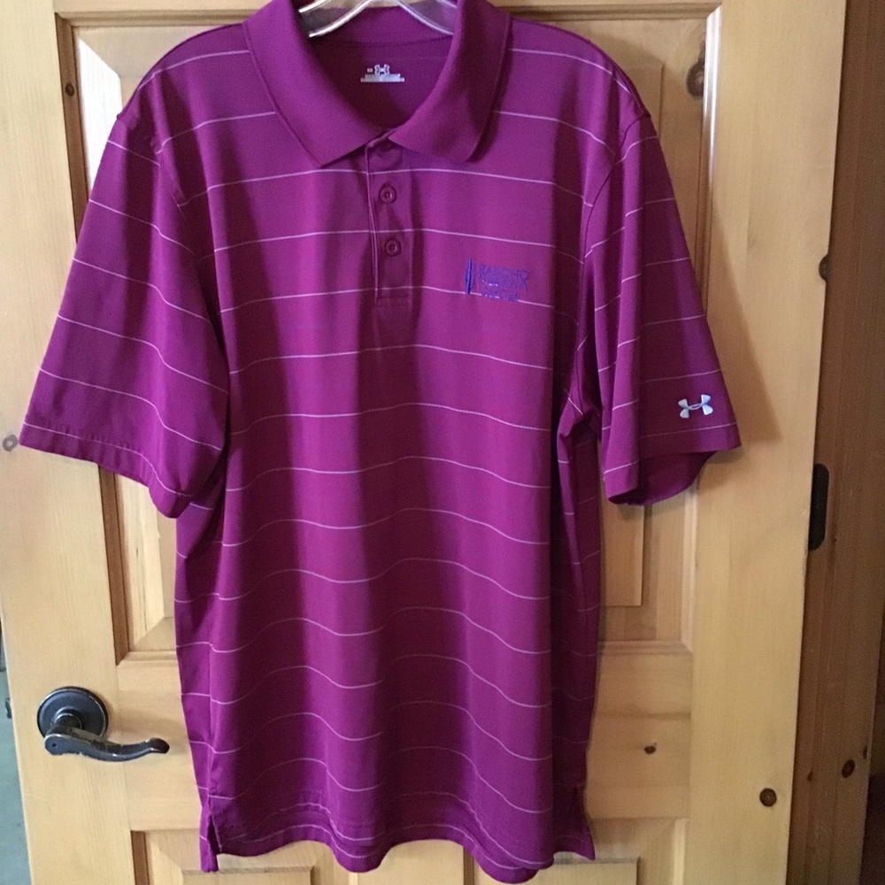 UA Men's Burgundy Striped Polo